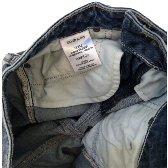 Silver Jeans Co Women’s 29/8 Skinny Blue Denim Distressed Medium Wash Zip Fly - Picture 5 of 8